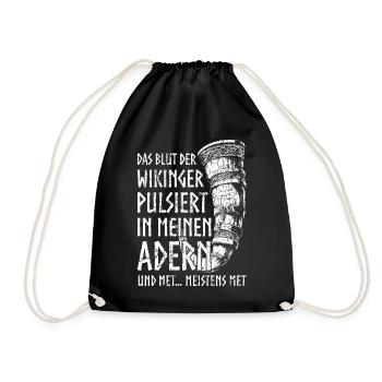 Funny Toast Met Drinking Horn Germanic Humor - Drawstring Bag - black - Front