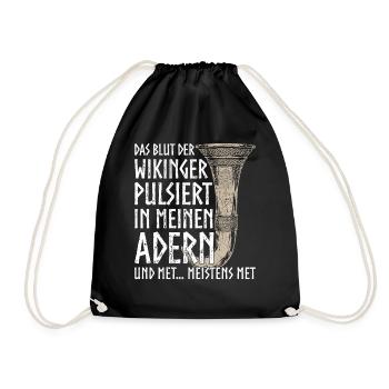 Funny Toast Mead Drinking Horn Viking Humor - Drawstring Bag - black - Front