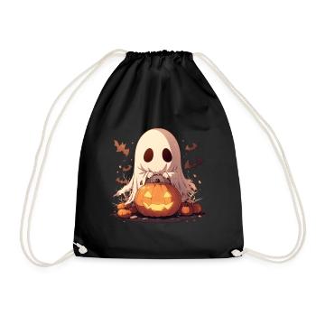 Ghost Ghost Halloween Pumpkin Lantern Gift - Drawstring Bag - black - Front