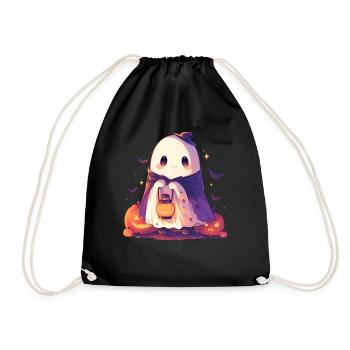 Halloween Ghost Ghost Pumpkin Lantern Gift - Drawstring Bag - black - Front