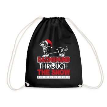 Christmas Dachshund Through The Snow - Drawstring Bag - black - Front