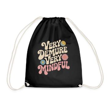Very reserved, very mindful - Drawstring Bag - black - Front