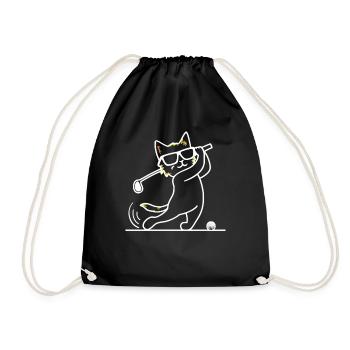 Chat avec des lunettes de soleil jouant au golf - Sac de sport léger - noir - Devant