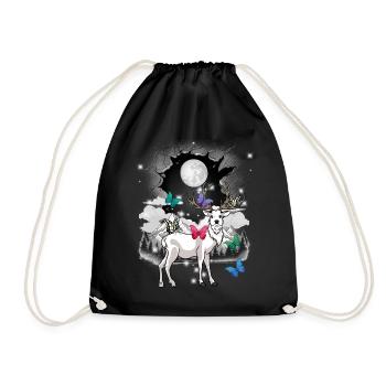 mystical deer deer roebuck full moon nature - Drawstring Bag - black - Front
