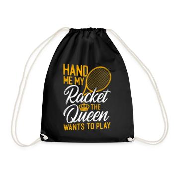 Funny Tennis Player Racket Queen - Drawstring Bag - black - Front