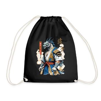 Dragon Samurai Vintage Ukiyo-e Style - Drawstring Bag - black - Front