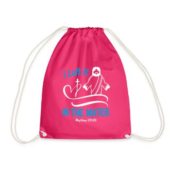 Christian Baptism Bible Quote Psalm Prayer - Drawstring Bag - fuchsia - Front