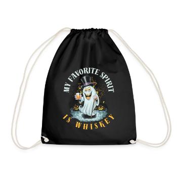 Spooky Ghost with Whiskey and Top Hat - Drawstring Bag - black - Front