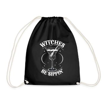 Halloween Women Witches Alcohol Girls Night Out Funny - Drawstring Bag - black - Front