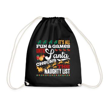 Christmas Santa Checks The Naughty List - Drawstring Bag - black - Front