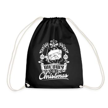 Christmas Cat Lover Meowy Christmas - Drawstring Bag - black - Front