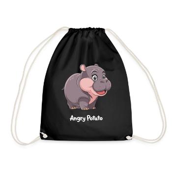 Moo Deng Angry Potato Hippo - Turnbeutel - Schwarz - Vorne