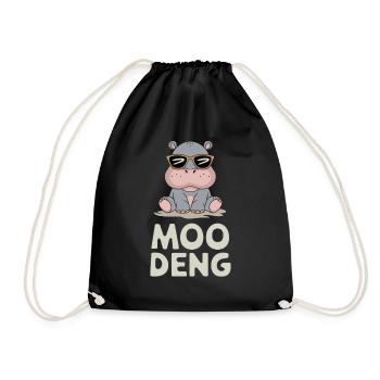 Moo Deng Hippo: Cooles Hippo mit Sonnenbrille - Turnbeutel - Schwarz - Vorne