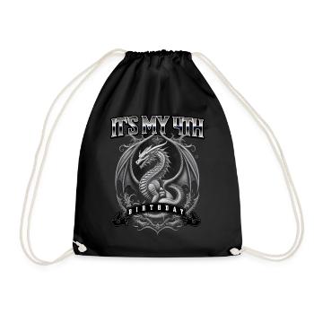 Dragon 4th Birthday Dragon - Drawstring Bag - black - Front
