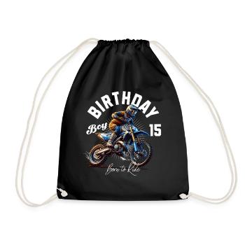 Motocross 15th Birthday - Drawstring Bag - black - Front