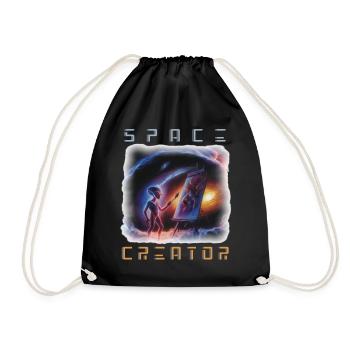 Galactic Alien Artist Canvas - Drawstring Bag - black - Front