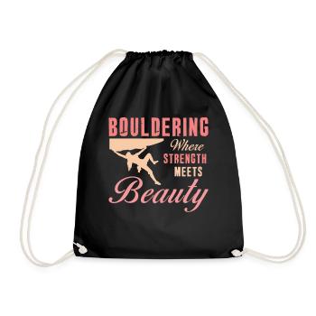 Bouldering Strength Meets Beauty Bouldering - Drawstring Bag - black - Front
