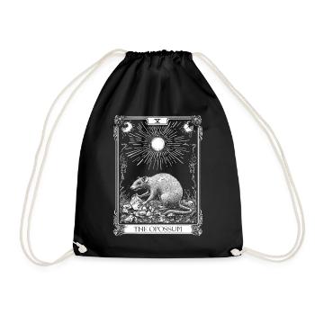 The Opossum Possum Occult Funny Tarot Tarot Card - Drawstring Bag - black - Front
