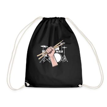 Schlagzeug Drums Drumstick Drummer Musik Band Rock - Turnbeutel - Schwarz - Vorne