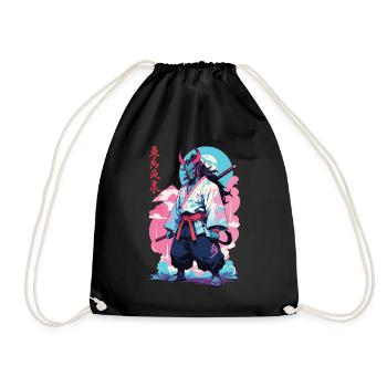 Samouraï Oni Yokai Esthétique Style Vaporwave - Sac de sport léger - noir - Devant
