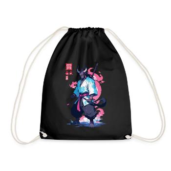 Samouraï Oni Yokai Esthétique Style Vaporwave - Sac de sport léger - noir - Devant