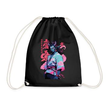 Samouraï Oni Yokai Esthétique Style Vaporwave - Sac de sport léger - noir - Devant