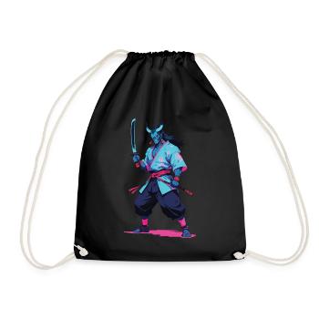 Samouraï Oni Yokai Esthétique Style Vaporwave - Sac de sport léger - noir - Devant