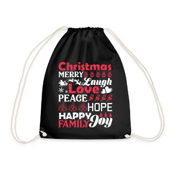 Christmas Christmas Words Laugh Peace Love - Drawstring Bag - black - Front