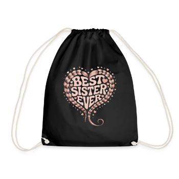 Best Sister Best Sister Ever Heart - Drawstring Bag - black - Front
