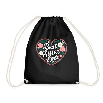 Best Sister Best Sister Ever Floral Flowers - Drawstring Bag - black - Front