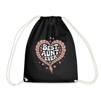 Beste Tante Best Aunt Ever Floral Blumen Herz - Turnbeutel - Schwarz - Vorne