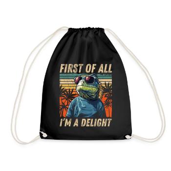 Vintage Iguana Art - Colored Sunset Look - Drawstring Bag - black - Front