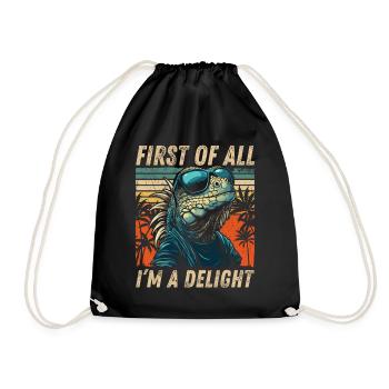 Vintage Iguana - Hoodie Sunset Look - Drawstring Bag - black - Front