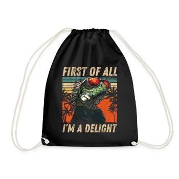 Colorful Iguana - Tropics Vintage Style - Drawstring Bag - black - Front