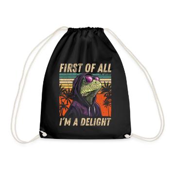 Sarcastic Iguana - Colorful Tropical Style - Drawstring Bag - black - Front