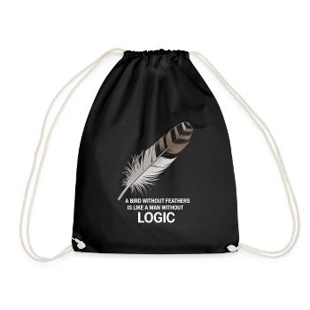 A man without logic is like a bird without feather - Drawstring Bag - black - Front