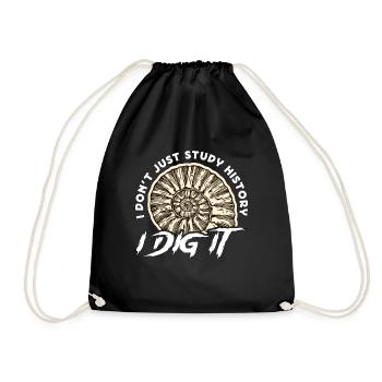 Paleontology I Don't Just Study History Geologist - Drawstring Bag - black - Front