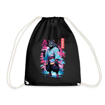 Tanuki Yokai Vaporwave Esthétique Art des samouraïs - Sac de sport léger - noir - Devant