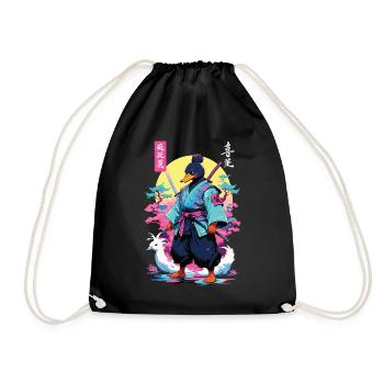 Samurai Ente Aesthetic Vaporwave Stil Japan Kunst - Turnbeutel - Schwarz - Vorne