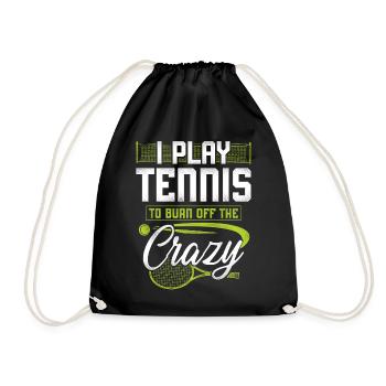 Funny Tennis Player Racket I Play - Drawstring Bag - black - Front