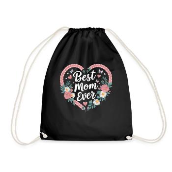 Meilleure maman Meilleure maman de tous les temps Tresse florale de coeur - Sac de sport léger - noir - Devant