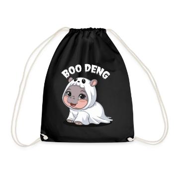 Cute Hippo Boo Deng Costume for Kids - Drawstring Bag - black - Front
