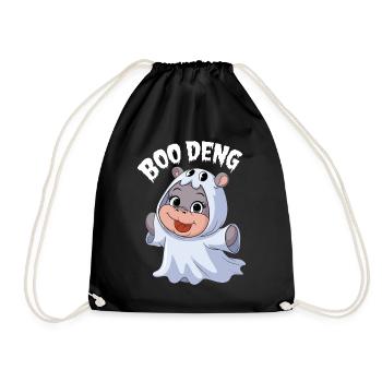 Moo Deng Halloween Hippo Boo Deng - Turnbeutel - Schwarz - Vorne