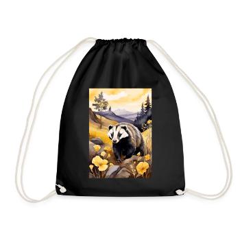 Badger in golden autumn - Drawstring Bag - black - Front