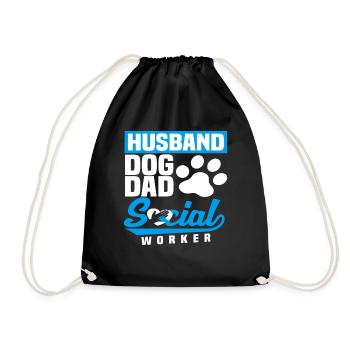 Husband Dog Dad Social Worker - Drawstring Bag - black - Front