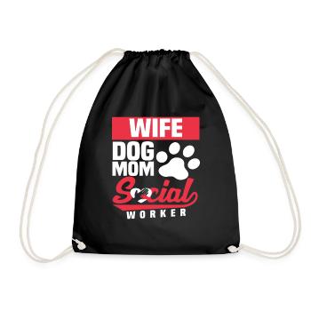 Wife Dog Mom Social Worker - Drawstring Bag - black - Front