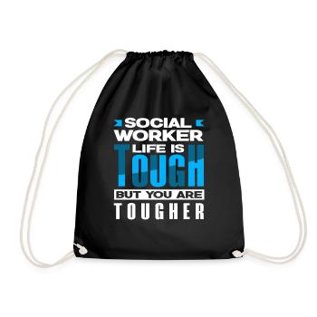 Social worker's life is hard, but you're harder - Drawstring Bag - black - Front