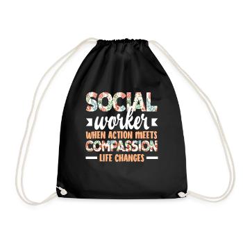 Social workers when action with compassion - Drawstring Bag - black - Front