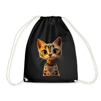 Savannah Katze Cat Mama Süße Serval Leopard Katzen - Turnbeutel - Schwarz - Vorne