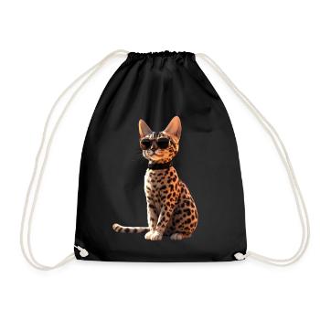 Savannah Katze Cat Mama Süße Serval Leopard Katzen - Turnbeutel - Schwarz - Vorne